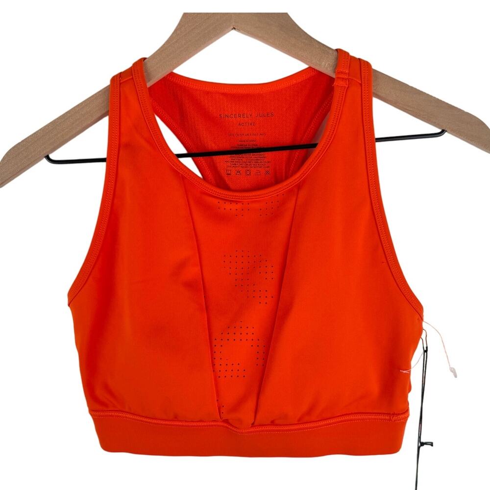 Sincerely Jules Womens Active‎ Sports Bra Top Orange Racerback Size Small